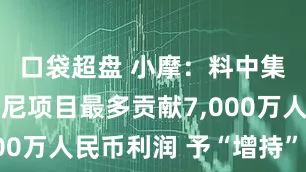 口袋超盘 小摩：料中集安瑞科印尼项目最多贡献7,000万人民币利润 予“增持”评级